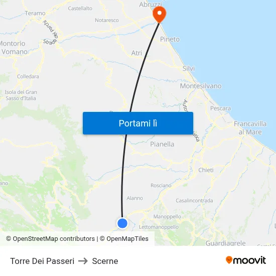 Torre Dei Passeri to Scerne map