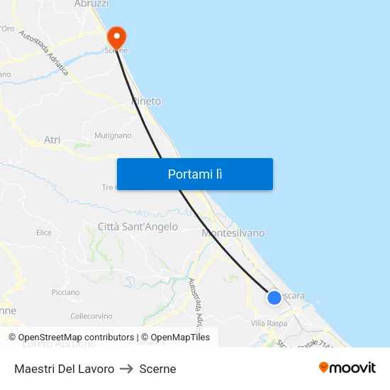 Del Lavoro - Pattinodromo to Scerne map
