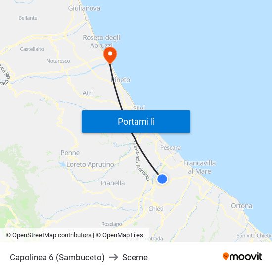 Capolinea 6 (Sambuceto) to Scerne map