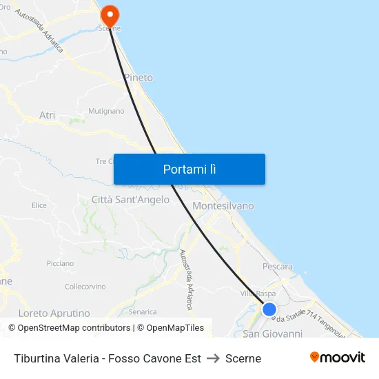 Tiburtina Valeria - Fosso Cavone Est to Scerne map