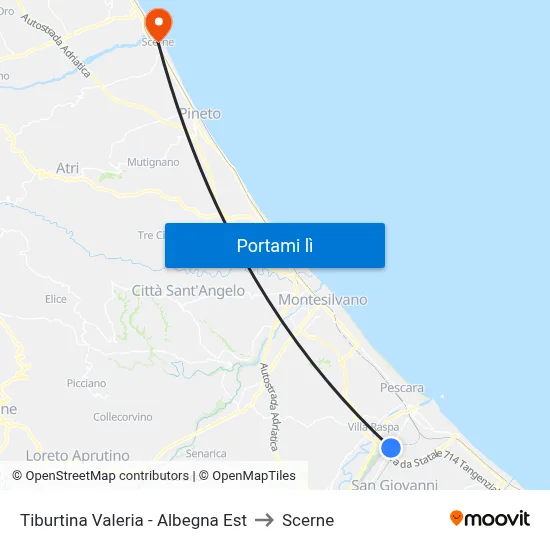 Tiburtina Valeria - Albegna Est to Scerne map