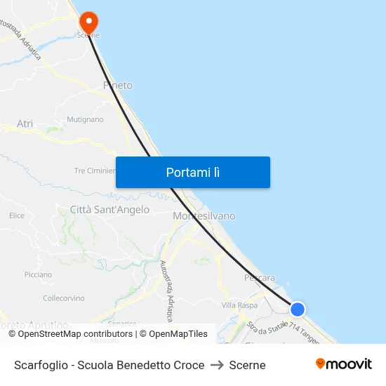 Scarfoglio - Scuola Benedetto Croce to Scerne map