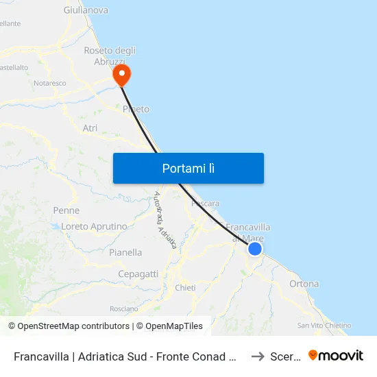 Francavilla | Adriatica Sud - Fronte Conad Magorà to Scerne map