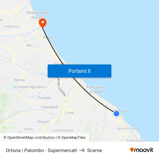 Ortona | Palombo - Supermercati to Scerne map