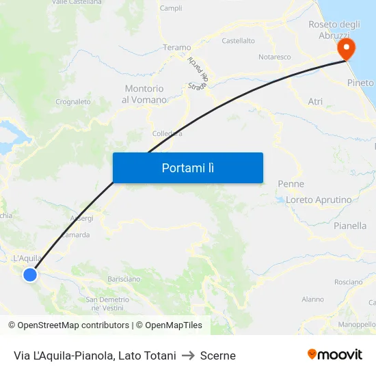 Via L'Aquila-Pianola, Lato Totani to Scerne map