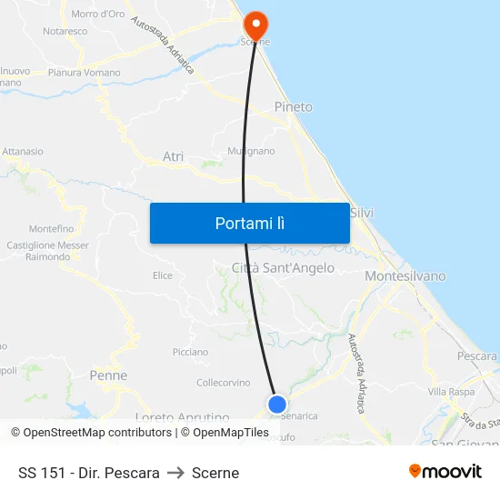 SS 151 - Dir. Pescara to Scerne map