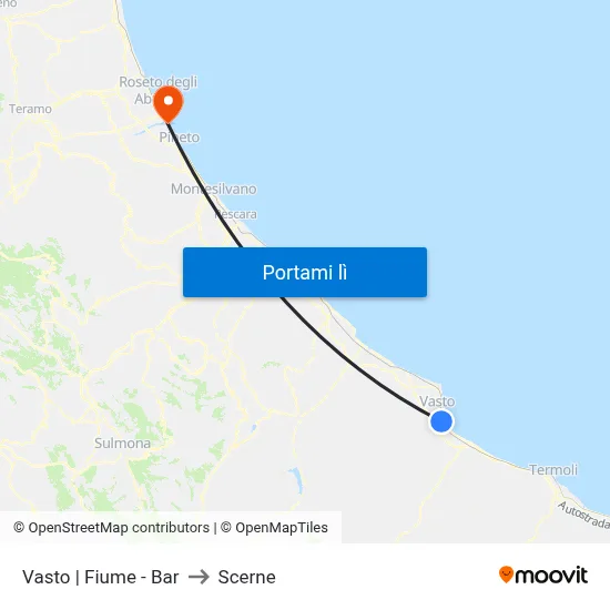 Vasto | Fiume - Bar to Scerne map