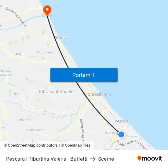 Pescara | Tiburtina Valeria - Buffetti to Scerne map