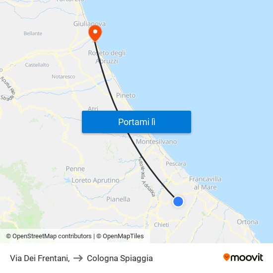 Via Dei Frentani, to Cologna Spiaggia map