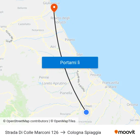 Strada Di Colle Marconi 126 to Cologna Spiaggia map