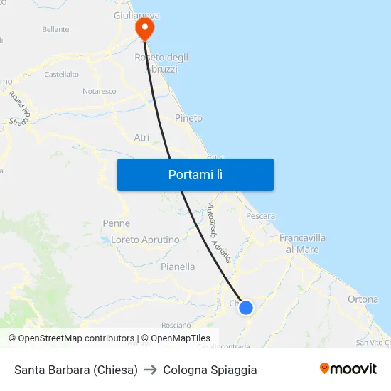 Santa Barbara (Chiesa) to Cologna Spiaggia map