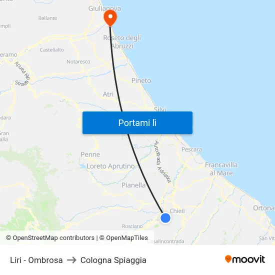 Liri - Ombrosa to Cologna Spiaggia map