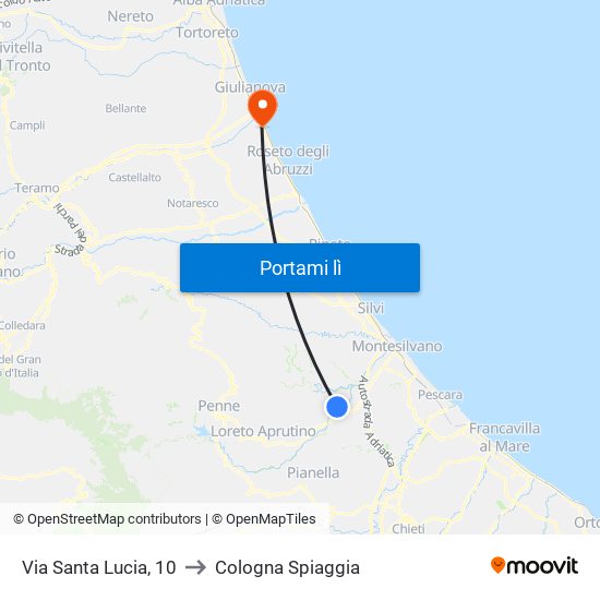 Via Santa Lucia, 10 to Cologna Spiaggia map