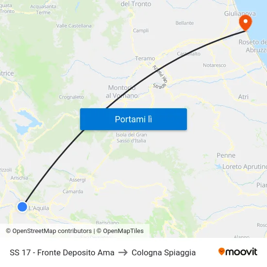 SS 17 - Fronte Deposito Ama to Cologna Spiaggia map