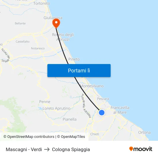 Mascagni - Verdi to Cologna Spiaggia map