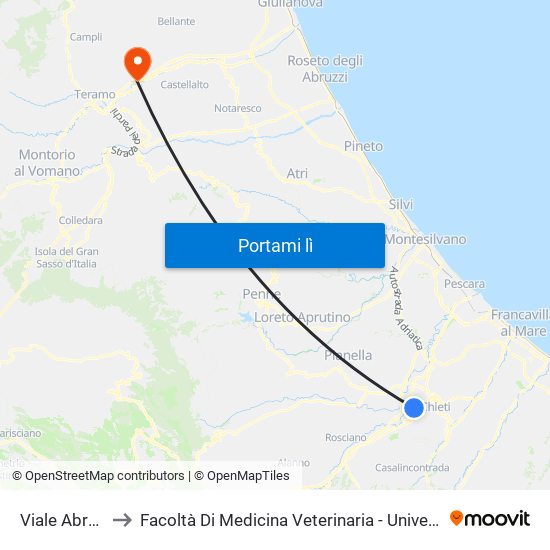 Viale Abruzzo 331 to Facoltà Di Medicina Veterinaria - Università Degli Studi Di Teramo map