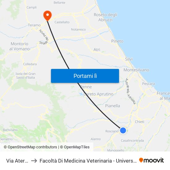 Via Aterno 355 to Facoltà Di Medicina Veterinaria - Università Degli Studi Di Teramo map