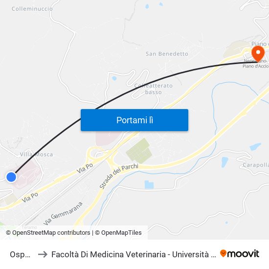 Ospedale to Facoltà Di Medicina Veterinaria - Università Degli Studi Di Teramo map