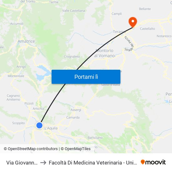 Via Giovanni Falcone, 3 to Facoltà Di Medicina Veterinaria - Università Degli Studi Di Teramo map