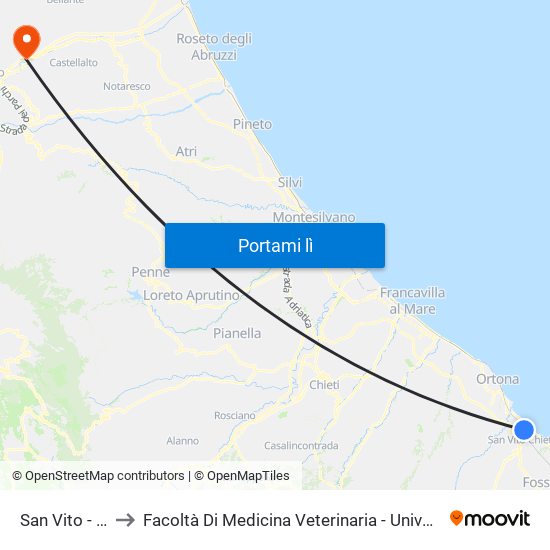 San Vito - Lanciano to Facoltà Di Medicina Veterinaria - Università Degli Studi Di Teramo map