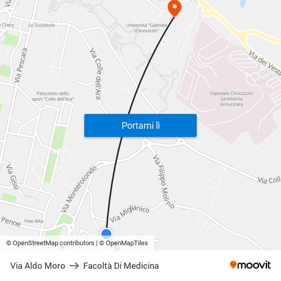 Via Aldo Moro to Facoltà Di Medicina map