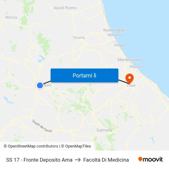 SS 17 - Fronte Deposito Ama to Facoltà Di Medicina map