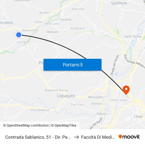 Contrada Sablanico, 51 - Dir. Pescara to Facoltà Di Medicina map