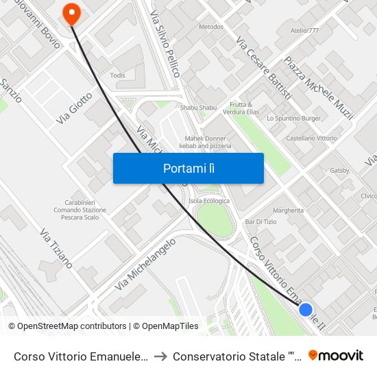 Corso Vittorio Emanuele Ii, 310 (Bar Lucio) to Conservatorio Statale ""Luisa D'Annunzio"" map