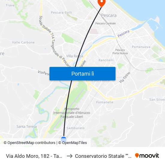 Via Aldo Moro, 182 - Tabaccheria, Pizzeria to Conservatorio Statale ""Luisa D'Annunzio"" map