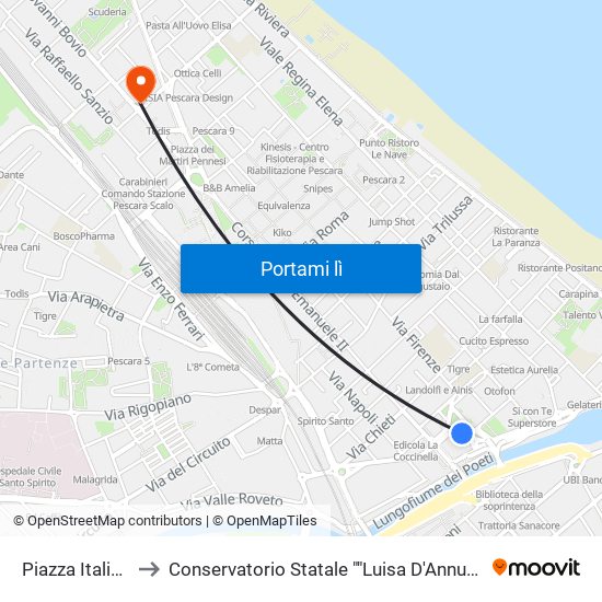 Piazza Italia, 2 to Conservatorio Statale ""Luisa D'Annunzio"" map