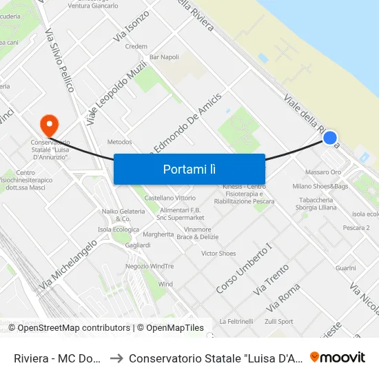 Riviera - MC Donald's to Conservatorio Statale "Luisa D'Annunzio" map