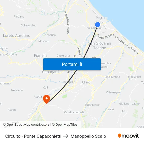 Circuito - Ponte Capacchietti to Manoppello Scalo map