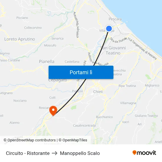 Circuito - Ristorante to Manoppello Scalo map