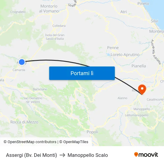 Assergi (Bv. Dei Monti) to Manoppello Scalo map