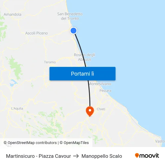 Martinsicuro - Piazza Cavour to Manoppello Scalo map
