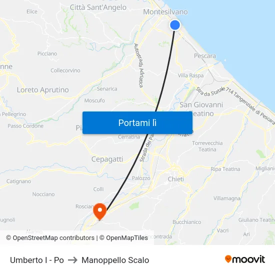 Umberto I - Po to Manoppello Scalo map