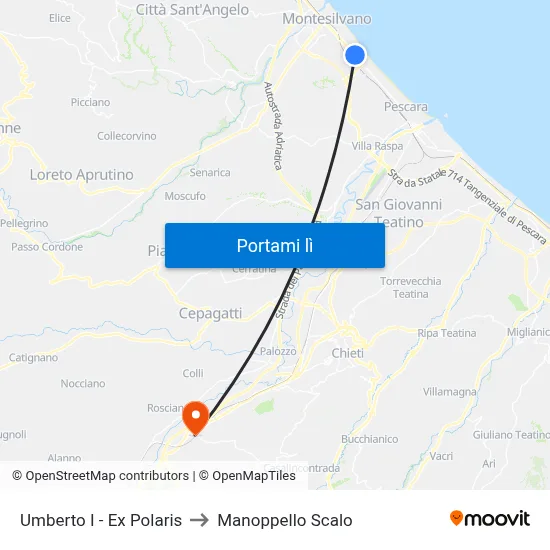 Umberto I - Ex Polaris to Manoppello Scalo map