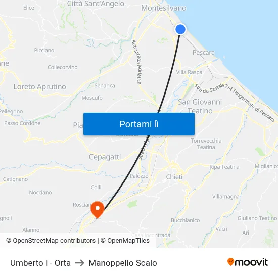 Umberto I - Orta to Manoppello Scalo map