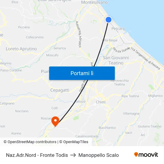 Naz.Adr.Nord - Fronte Todis to Manoppello Scalo map