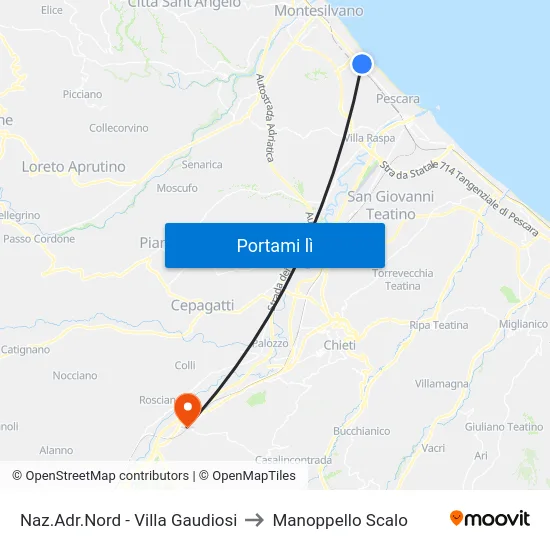 Naz.Adr.Nord - Villa Gaudiosi to Manoppello Scalo map