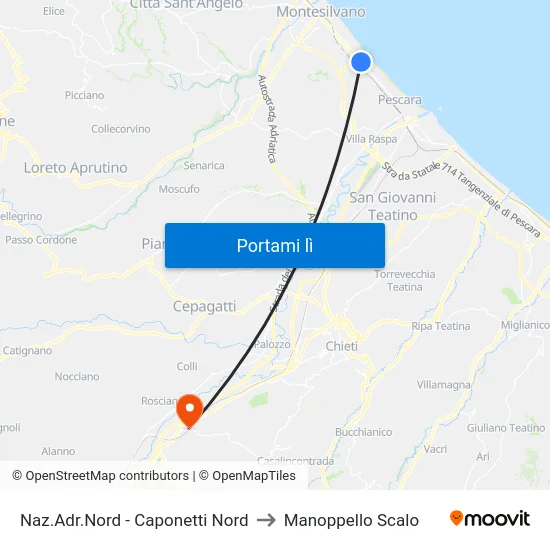 Naz.Adr.Nord - Caponetti Nord to Manoppello Scalo map