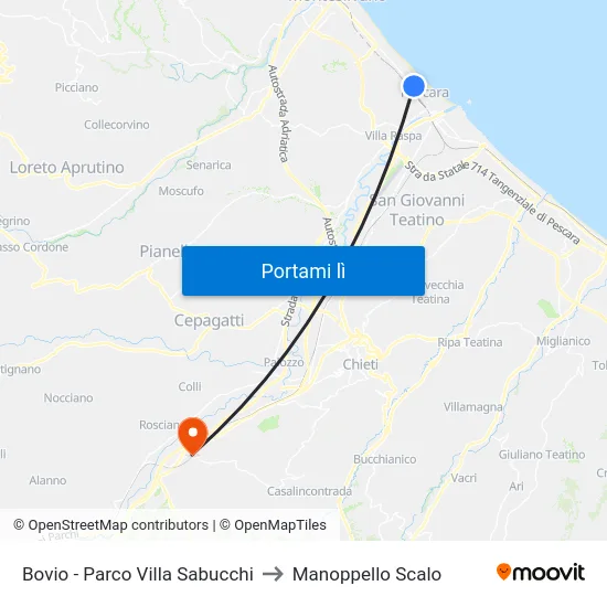 Bovio - Parco Villa Sabucchi to Manoppello Scalo map