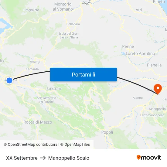 XX Settembre to Manoppello Scalo map