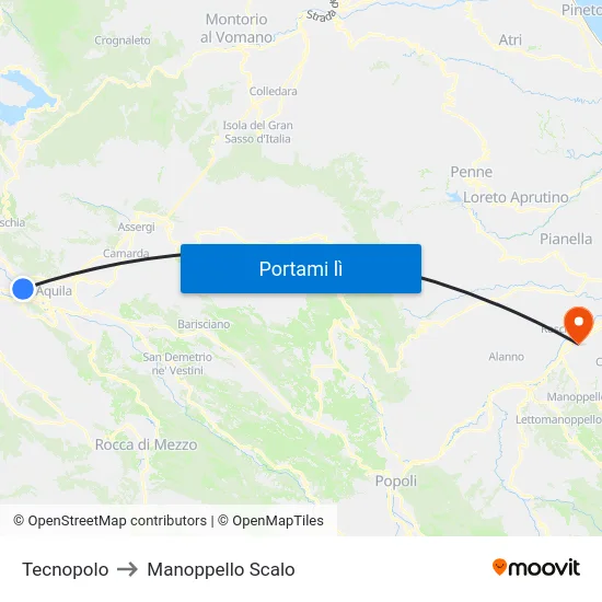 Italtel to Manoppello Scalo map
