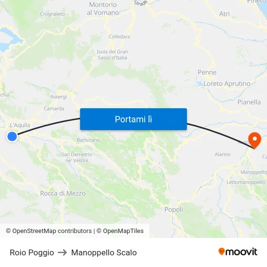Roio Poggio to Manoppello Scalo map