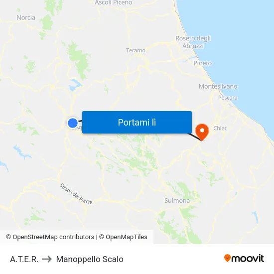 A.T.E.R. to Manoppello Scalo map