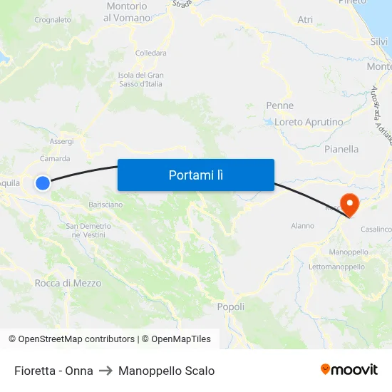 Fioretta - Onna to Manoppello Scalo map