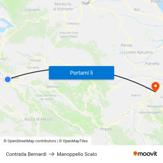 Contrada Bernardi to Manoppello Scalo map