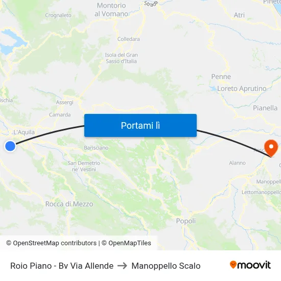 Roio Piano - Bv Via Allende to Manoppello Scalo map