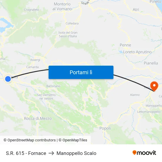 S.R. 615 - Fornace to Manoppello Scalo map